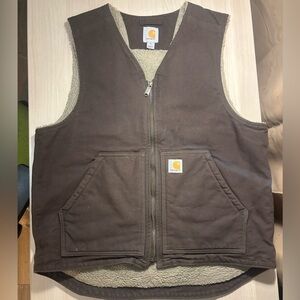 Carhartt Dark Brown Vest with Cream Lining